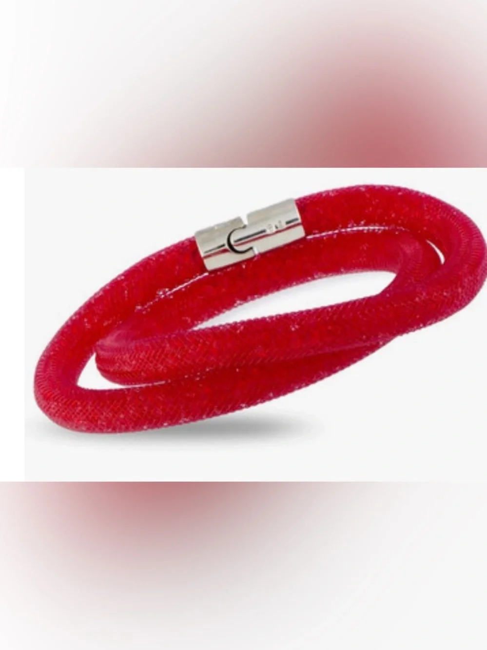 Swarovski Red Double-Wrap Bracelet with Silver Clasp - Picture 1 of 3